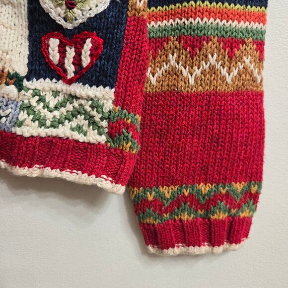 TIARA Womens Vintage 90s Christmas Holiday Embroidered Knit Cardigan Sweater MP - Picture 3 of 11